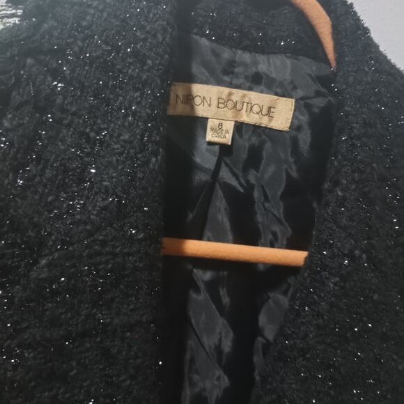 NIPON BOUTIQUE NOUVEAU EVENING TWEED METALLIC JACKET, BLACK - Picture 3 of 9